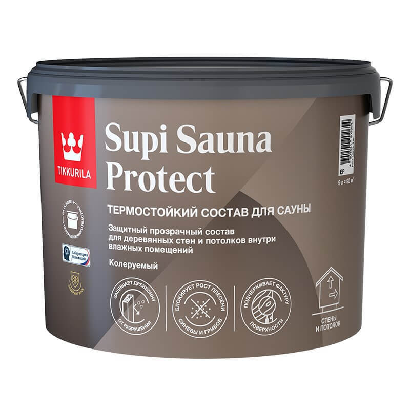 Защитный состав Tikkurila Supi Sauna Protect Тиккурила, полуматовый 2,7 л