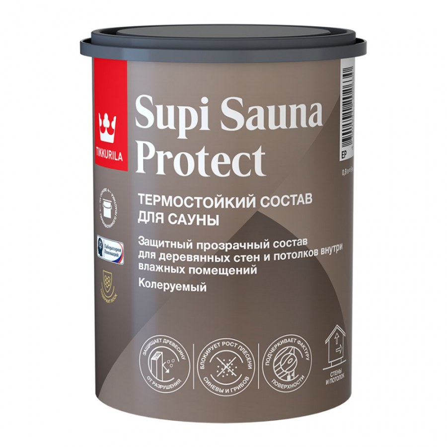 Защитный состав Tikkurila Supi Sauna Protect Тиккурила, полуматовый 0,9л