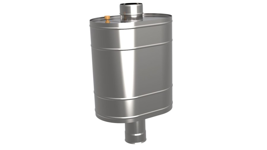 Бак на трубе для печи, 60л, ф 115, AISI 430/0,5мм, (штуцер 3/4")